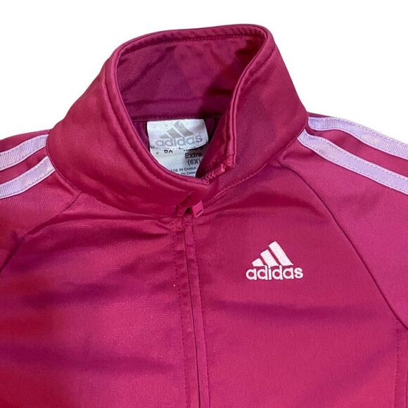 Adidas Girls Track Jacket Size 6X Magenta - Picture 3 of 3